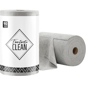Fantasticlean Microfiber Cleaning Cloth Roll -40 Pack, Tear Away Microfiber Towels, 12" x 12", Reusable, Washable, Scratch Free, Ultra Absorbent Dish Rags for Car, Home, Garage or Shop (TAN)