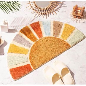 Boho Bathroom Runner Rugs - Gradient Moon Phases Bath Mat,Non Slip Half Moon Witch Rugs,Bohemian Witchy Hippie Bathroom Decor, Long Runner Rug for Bedroom Hallway,Beige Neutral Creamy 50"x20"