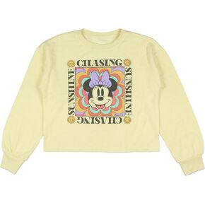 Disney Girls' Minnie Mouse Chasing Sunshine Cropped Raw-Edge Kids Crewneck Sweatshirt