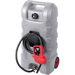 15 Gallon Fuel Caddy Portable Fuel Transfer Tank with LE Siphon Pump & 10ft Delivery Hose – Diesel & Gasoline Fuel Tank On Wheels for Cars, Lawn Mowers, ATVs & Boats - Yellow