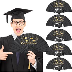 Roowest 6 Pcs Graduation Fans Foldable Handheld Fans Class of 2025 Hand Holders Graduation Photo Prop Graduation Party Supplies Graduated Gift for Graduation Holiday Favors