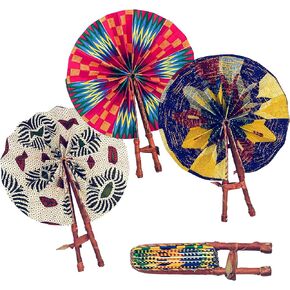 African Foldable Hand Fans/Decorative Fans - Set of 2