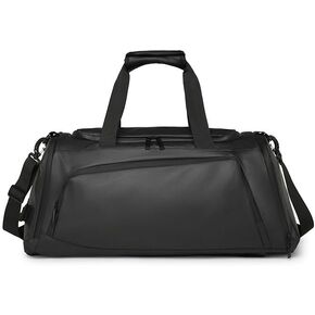 Sports Duffel Bag, Waterproof Travel Gym Bag with Shoulder Strap, Large Capacity, Black
