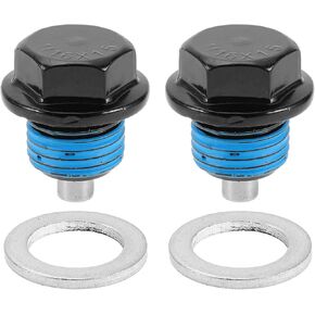Universal Oil Drain Plug Anti Leakage Oil Pan Drain Bolt Screw Thread Repair Aluminum 2 Set with Gasket Black Red Magnetic M18x1.5