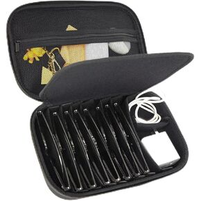 9 Slots Sunglasses Case Travel Organizer - Adjustable Eyeglasses Storage Box for Men Women, Portable Hard Shell Holder for Multiple Pairs (Black)
