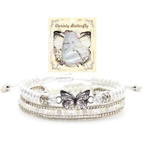 Butterfly Gifts for Women - Butterfly Bracelet Adjustable Braided Rope Friendship Bracelets Butterfly Party Favors Charm Bracelet Set for Women