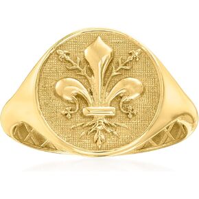 Ross-Simons Italian 14kt Yellow Gold Fleur-De-Lis Signet Ring