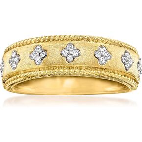Ross-Simons 0.10 ct. t.w. Diamond Clover Ring in 18kt Gold Over Sterling