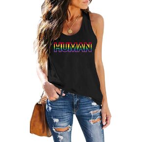 Pride Tank Top for Women: Rainbow Love Graphic Tee LGBTQ Equality Tshirt Sleeveless Racerback Tank Top