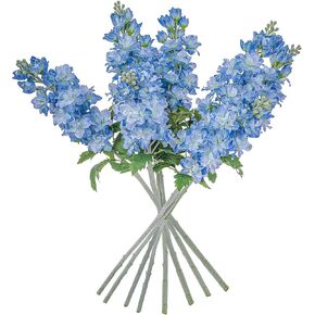 Fake Flowers Artificial Flowers Delphinium Fake Flowers 23.6" Long Stem Artificial Flowers for Tall Vase Silk Flowers for Home Decor Indoor Wedding Aisle Decoration Spring Flowers (White) 8Pcs