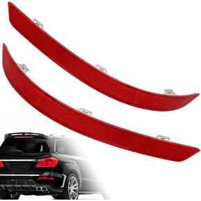 2 PCS Left & Right Rear Bumper Reflector Fit for Mercedes-Benz X166 GL GL350 GL450 GL500 GL550 GL63 AMG 2013-2016 GLS450 2017-2019 Replace # A1668200474 1668200474 A1668200374 1668200374