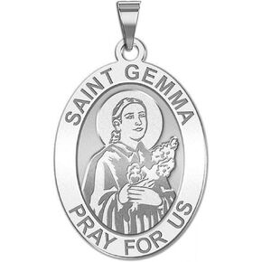 PicturesOnGold.com Saint Gemma Galgani Oval Medal - Round - 3/4 Inch X 1 Inch Size of a Quarter -Sterling Silver