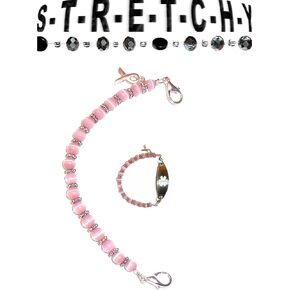 Hidden Hollow Beads Women's Breast Cancer Awareness Beaded Stretchy 6.5 or 5.5 inch long Medical Alert ID Interchangeable Replacement Bracelet, Identification Vital info tag
