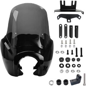 FATECIM 5.75" Headlight Fairing with 15" Smoke Windshield & Mounting Kit For Harley Softail Street Bob FXBB 2018-2020, FXBBS 2021-2024, Softail Standard FXST2020-2022, Softail Low Rider FXLR 2018-2020