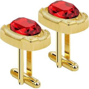Gold Cufflinks for Men, TAIGRAMA Black Purple Green Red Crystal Cuff Links Mens as Wedding Business Birthday Gift for Groom Father Husband Boyfriend