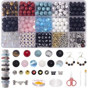 Stone Beads for Jewelry Making, Charm Bracelet Making Kit, 450Pcs Beads for Bracelets Making Kit DIY Magnetic Bracelets for Couples Lovers in Saudi Arabia