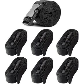 Solim Boat Cover Tie Down Straps, 6 Pack Heavy Duty Polyester Adjustable Boat Cover Straps with Quick Release Buckle, 1" Wx96 L Durable Trailerable Replacement Tightening Strap, Black