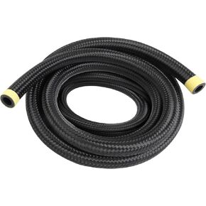 6AN Braided Fuel Line - 3/8" x 6FT Transmission Cooler Hose for Power Steering, Nylon CPE Hose for Oil, Gas, Air and Lubricant (Black)