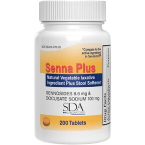 Senna Plus Natural Vegetable Laxative Plus Stool Softener | Special Pack 120 Count Tablets
