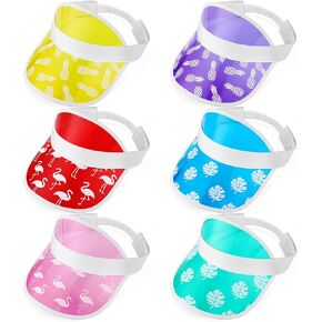 6 Pcs Clear Sun Visors Plastic Poker Hat Colorful Beach Sunhat for Women Sports Outdoor Activities UV Protection