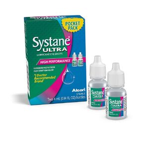 Systane Ultra Eye Drops Lubricant High Performance,Two 4ml bottles, 0.14 Fl. Oz (Pack of 2)