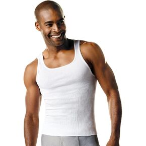 Hanes Mens ComfortSoft TAGLESS Big and Tall Tank Undershirt 4-Pack, LT, White