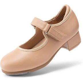 DREAM PAIRS Kids Tap Shoes for Girls Dance Shoes Boys Easy Strap Tap Mary Jane Flats PU Leather for Toddler/Little Kid/Big Kid