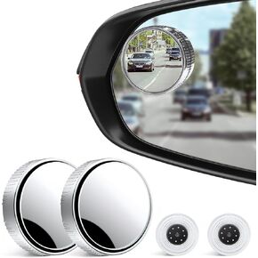 LivTee Blind Spot Mirror, 2" Round HD Glass Frameless Convex Accessories with Suction Cup, ABS Housing, 360° Adjustable Wide-Angle Rear View Mirror for Cars, SUVs, and Trucks, Pack of 2