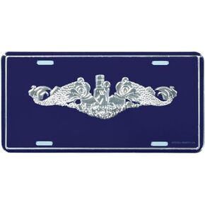 Navy Submarine Dolphin Silver License Plate