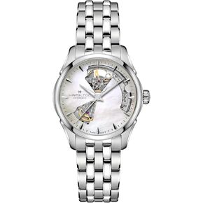 Hamilton Watch Jazzmaster Open Heart Lady Swiss Automatic Watch 36mm Case, Mother of Pearl Dial, Silver Stainless Steel Bracelet (Model: H32215190)