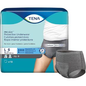 TENA Incontinence Underwear for Men, Maximum Absorbency, ProSkin, Large -18 Count (Pack of 4)