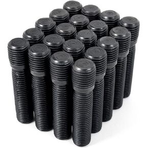 Customadeonly 20 Pieces Stud Conversion 14x1.5 to 12x1.5 Thread Black Plated Carbon Steel 61mm Length (44mm Shank) Compatible for Porsche Audi VW