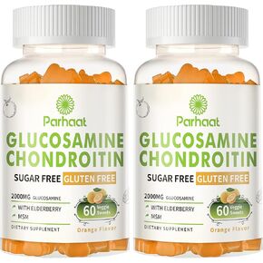 Glucosamine Chondroitin Gummies with MSM & Elderberry Extra Strength - Joint Support, Antioxidant Immune Support Supplement for Adults, Men & Women.Strawberry