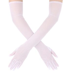 Long Tulle Sheer Gloves Women Formal 1920s Opera Dance Costume Party Wedding Elbow Length Sexy Gloves for Women