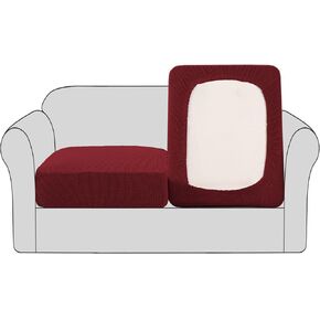 H.VERSAILTEX High Stretch Individual Seat Cushion Covers Sofa Slipcovers Featuring Jacquard Textured Twill Fabric (3 Pack for 3 Couch Cushion, Grey)