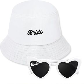 Bride Bucket Hat with Sunglasses Gifts Set, Bride to be Gifts, Bachelorette Gifts for Bride 2PCS Bridal Shower Gifts