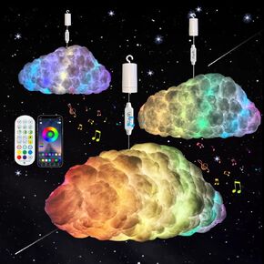 3D Wireless PortableBig Cloud Lightning Light Kit Decorations for Adults and Kids Indoor Home Bedroom (USB Wireless 01)