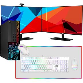 Computer Desktop PC, Intel Core i5, TechMagnet Siwa 3, 8GB RAM, 2TB HDD, New MTG 24 Inch Monitor, Gaming Kit with Webcam, WiFi, Windows 10 Professional (Renewed) in Kuwait