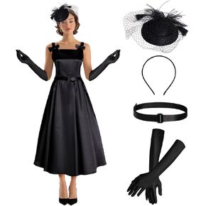 Women's 1950s Audrey Hepburn Style dress Vintage Swing Cocktail Dresses Tea Party Outfits