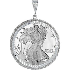 Sterling Silver Silver Eagle Rope Bezel 41 mm Coins 1 oz Dollar Coin NOT Included
