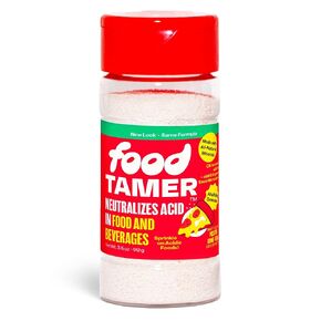 Food Tamer Acid Reducing Granules 3.5oz Shaker – Digestive Support, Electrolyte Restorer, pH Balance Aid – All-Natural, Sugar & Calorie Free – 124 Servings for Food & Beverage Relief