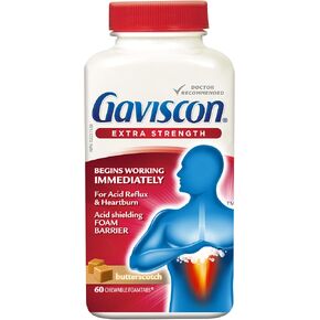 Gaviscon Extra Strength Butterscotch Antacid Tablets 60 Count