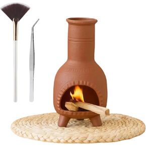 Handmade Terracotta Palo Santo Holder Burner & Sage Holde - Mexican Style Mini Tabletop Chiminea Tray with Ash Catcher, Decorative Incense Holder for Spiritual Meditation & Yoga(Wiccan)
