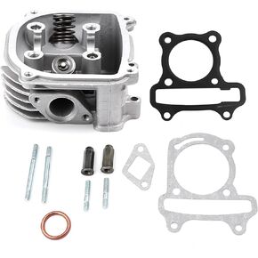Mokuo GY6 58.5mm/2.30" Cylinder Head Assy with 64mm Valves Set in Aluminum Alloy Material,Fit for Chinese Scooter Mopeds ATV Go Kart GY6 4-stroke 1505cc 152QMI 157QMJ Engine,Non EGR Type
