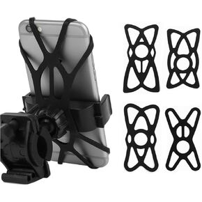 4 PCS Motorcycle Web Grip Silicone Cell Phone Holder Band Security Rubber Band Mount Tether Elastic for Smart Phone Cradle Bracket on Bicycle Motorcycle