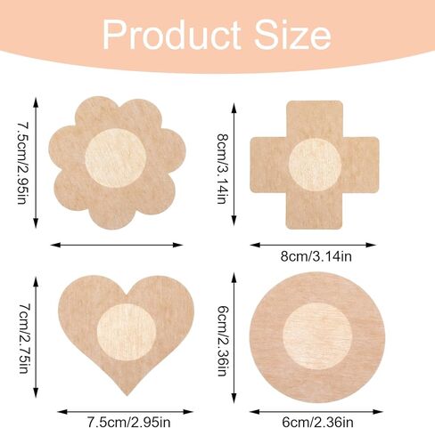 40 Pcs Disposable Nipple Covers - 4 Shapes Breast Covers, Self-Adhesive Pasties Stickers No Show in Saudi Arabia