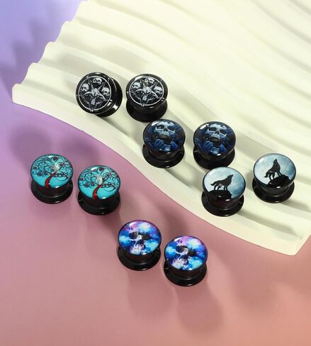 TIANCI FBYJS 5 Pairs Acrylic Ear Tunnels Plugs Expander 00 Gauges Stretcher Earrings Screw Ear Piercing Body Jewelry in Kuwait