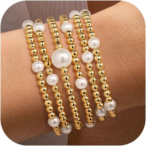 أساور Yoosteel Gold Bededed For Women ، سوار صليب لؤلؤة لؤلؤة لؤلؤة من الذهب. in Kuwait
