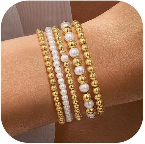 أساور Yoosteel Gold Bededed For Women ، سوار صليب لؤلؤة لؤلؤة لؤلؤة من الذهب. in Kuwait