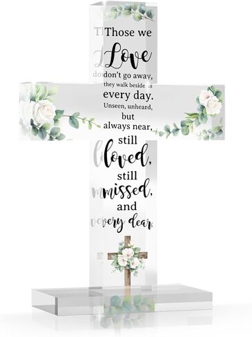 PVOPVO Cross Christian Gifts, Christian Bible Verse Artwork Inspirational Religious Gifts Decor for Mom Sister Floral Bible Verse Desk God Decor Knick Knacks in Kuwait